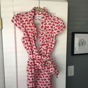 Elizabeth McKay Red Elephant Wrap Dress 6